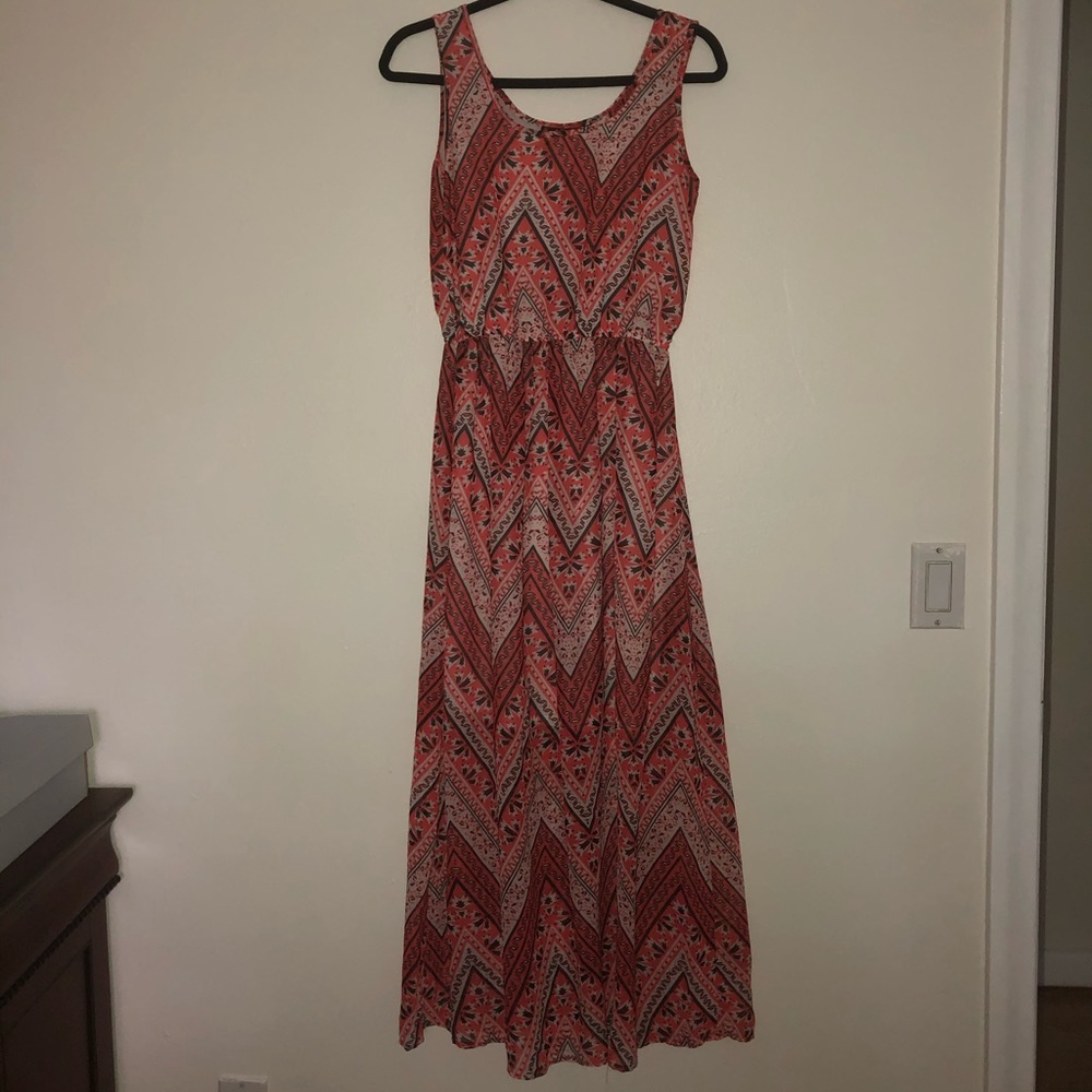 Orange Printed Maxi Dress